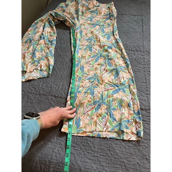 Roxy leaf tropical floral print crop top puff sleeve wide leg pant set medium - Picture 9 of 14